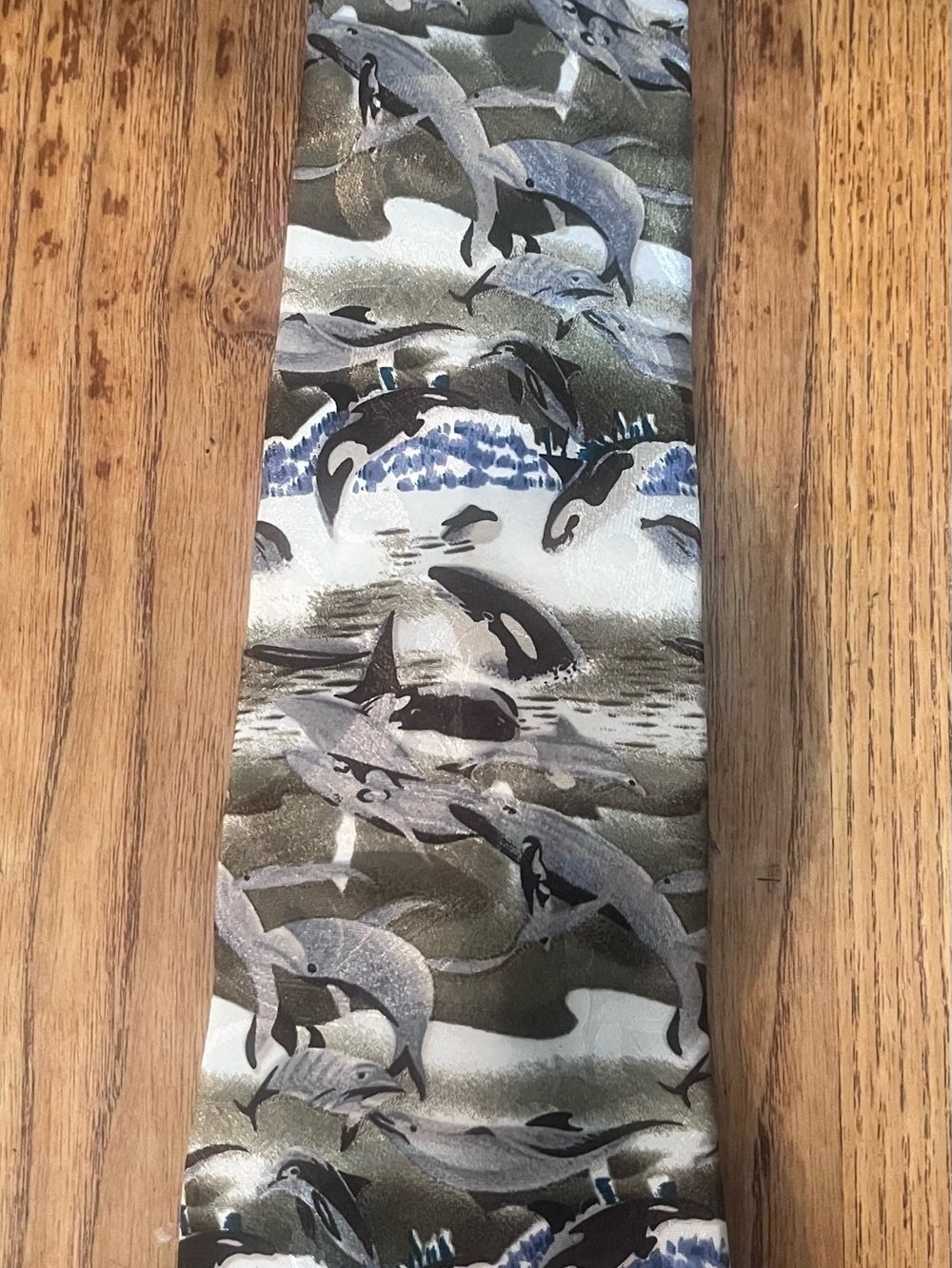 Orca, Dolphin, Shamu, whale, fish, ocean  Tie in Blue, Gray, and Green